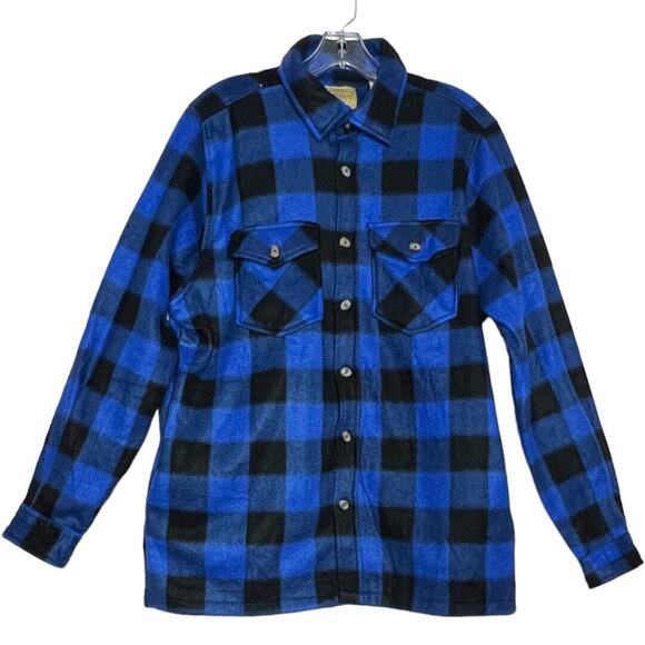 Telluride Other - Telluride Shirt Mens Medium Blue Black Buffalo‎ Plaid Fleece Shacket Pockets